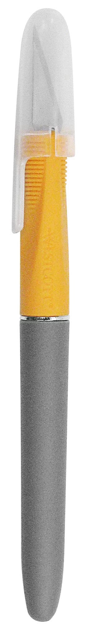 Westcott E-30403 00-I Skalpell Titanium Softgrip-Griff mit Schutzkappe, 6 Stück, 13 cm, grau/gelb