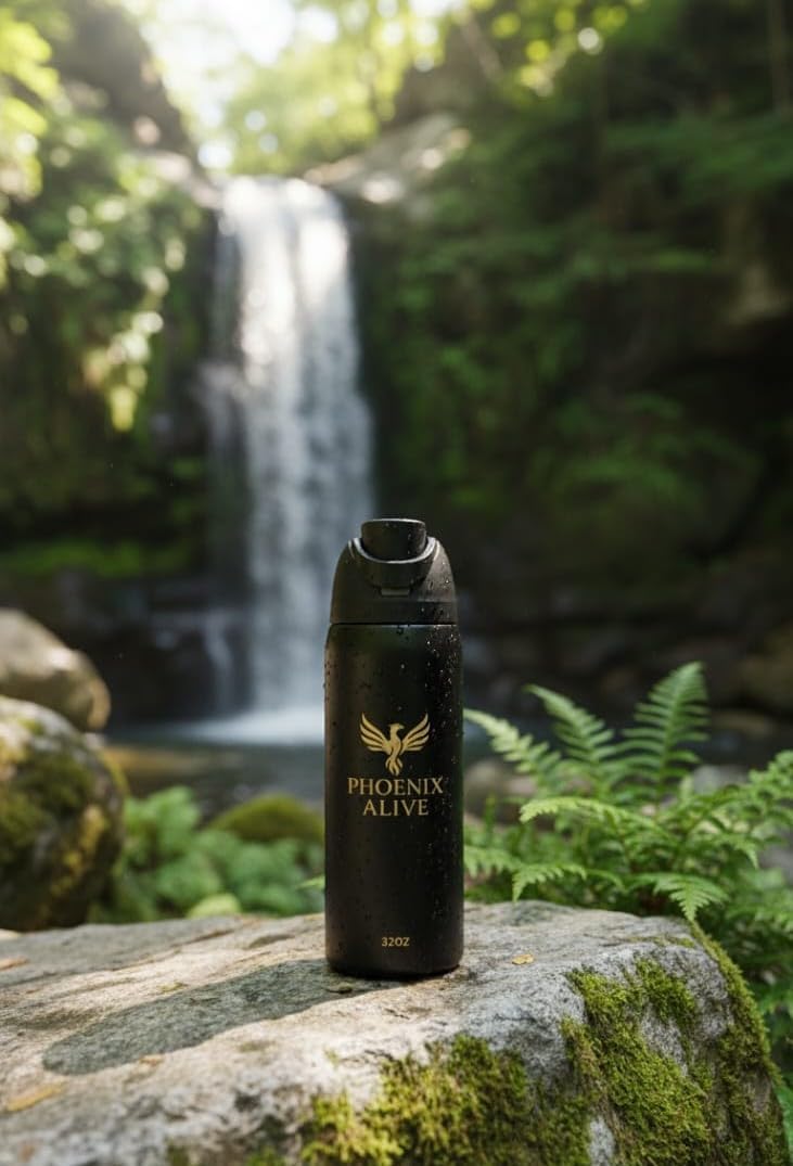 Stainless Steel Water Bottle - 32oz Insulated Metal Flask with 3D Printed Logo, Leakproof Double Wall Vacuum - Keep Cold 24h & Hot 12h - Gym, Hiking, Tactical Sports (Black Matte)
