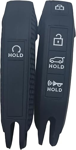 Miniatura 2 de RUNZUIE 2 llaveros inteligentes de silicona para llavero Kia Telluride 2023 2024 con 5 botones (negro)