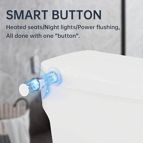 Miniatura 7 de Little Meerkat Inodoro inteligente, inodoros inteligentes sin tanque de una pieza para baños  Inodoro inteligente moderno con potente descarga