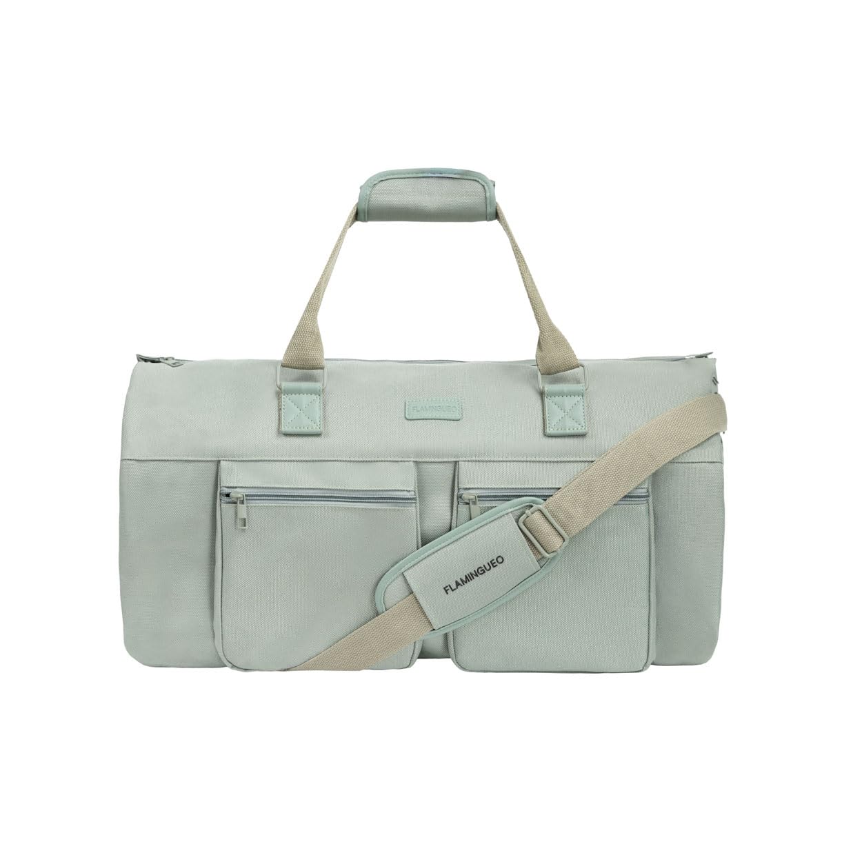 Flamingueo Bolsa de Viaje - Expandible - Múltiples Compartimentos - Bolsillo para Calzado - Poliéster - Verde