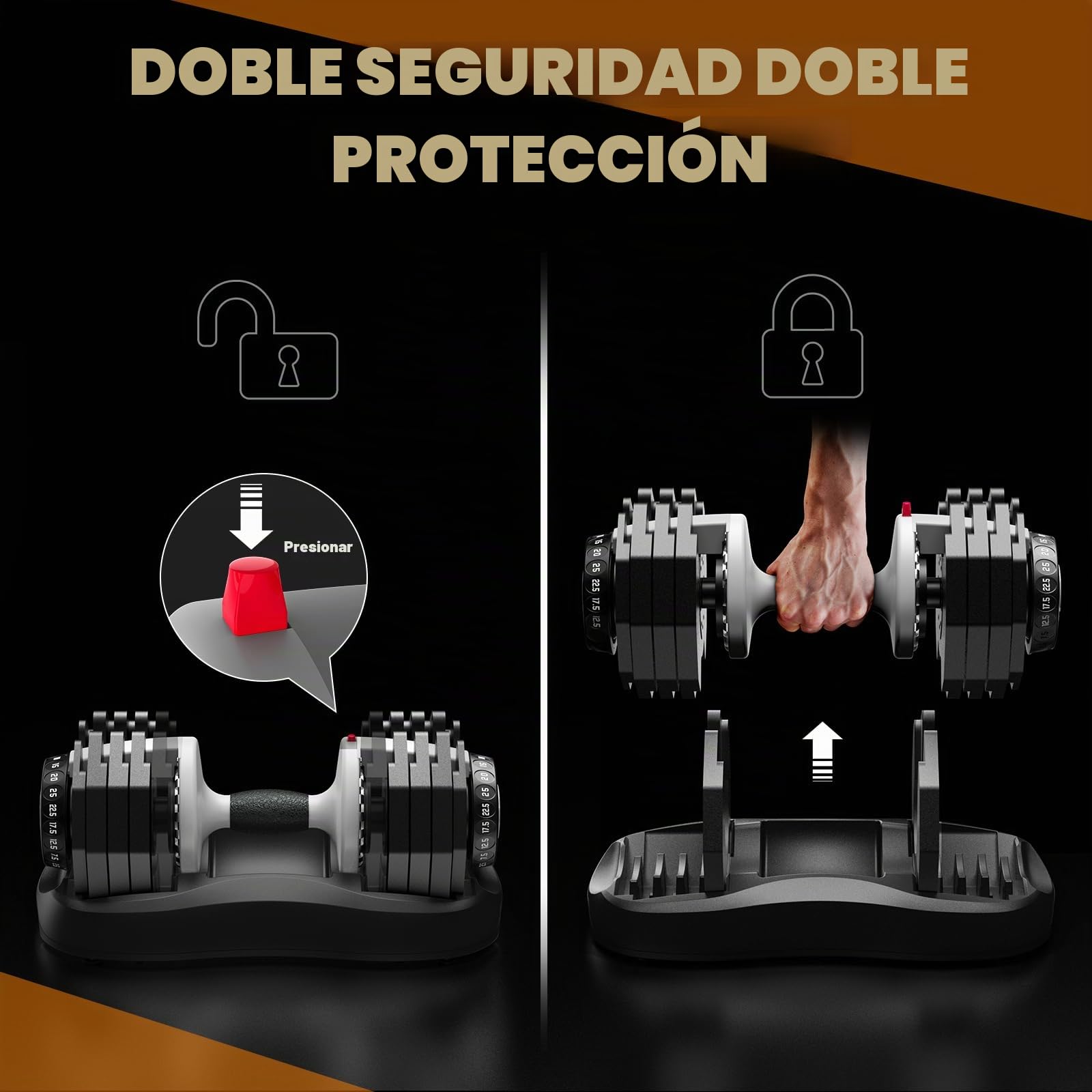 ATIVAFIT Juego de mancuernas ajustables (2 unidades) | Sistema de 12 niveles de peso (de 2,5 a 30 kg cada una) | Ajuste rápido mediante rueda, diseño ultracompacto