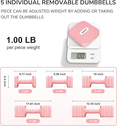 Miniatura 2 de Juego de mancuernas ajustables de 16 libras y 20 libras, juego de mancuernas para mujeres y hombres, pesas de mano, par de mancuernas para