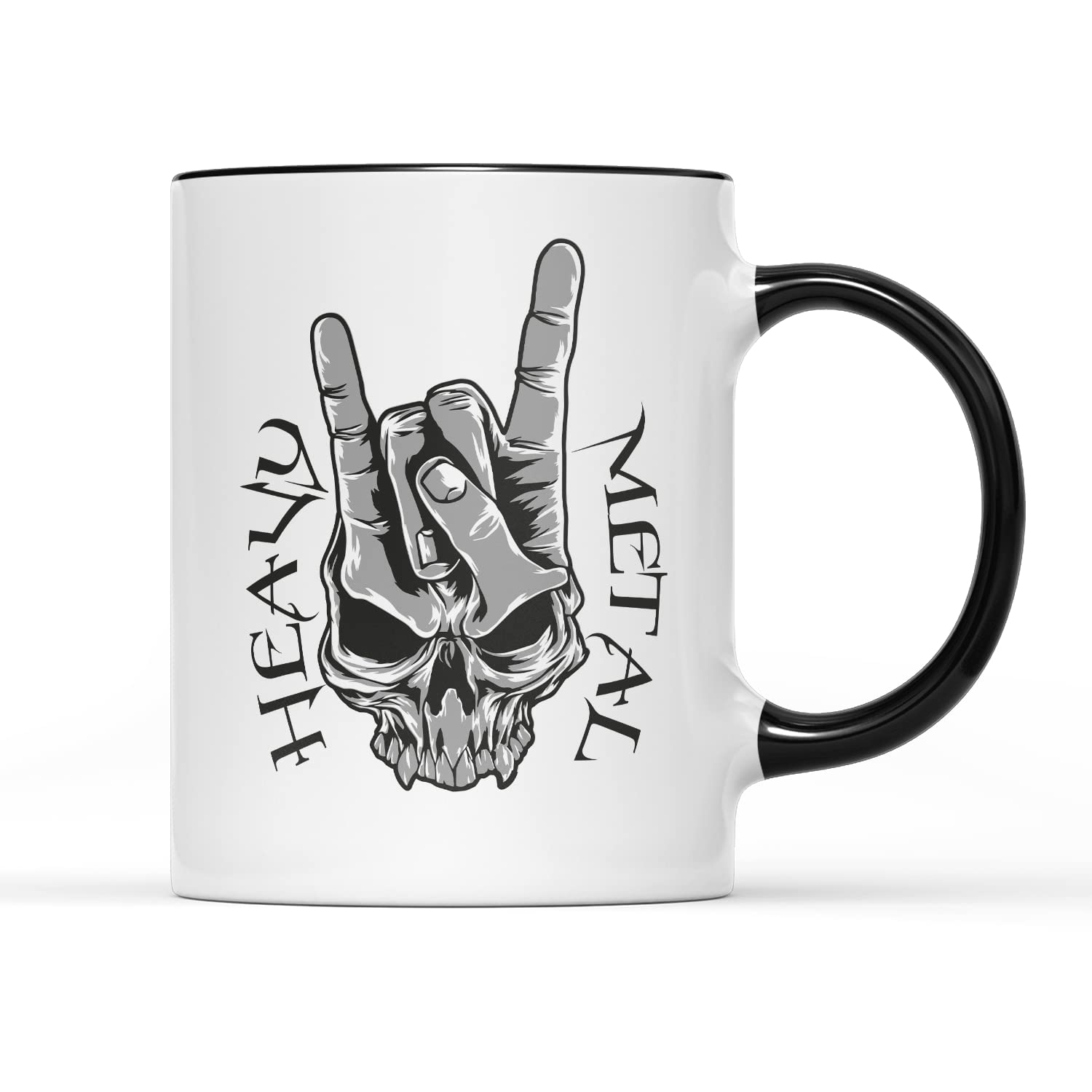 SMARTYPANTS Heavy Metal Mug Coffee Tea Cup Sign Horns Devil Goat Ubiquitous Hard Rock Punk Scream Emo Music Fan Mosh Pit Goth Gothic Dark Alternative Gift Present (Black Handle Prime)
