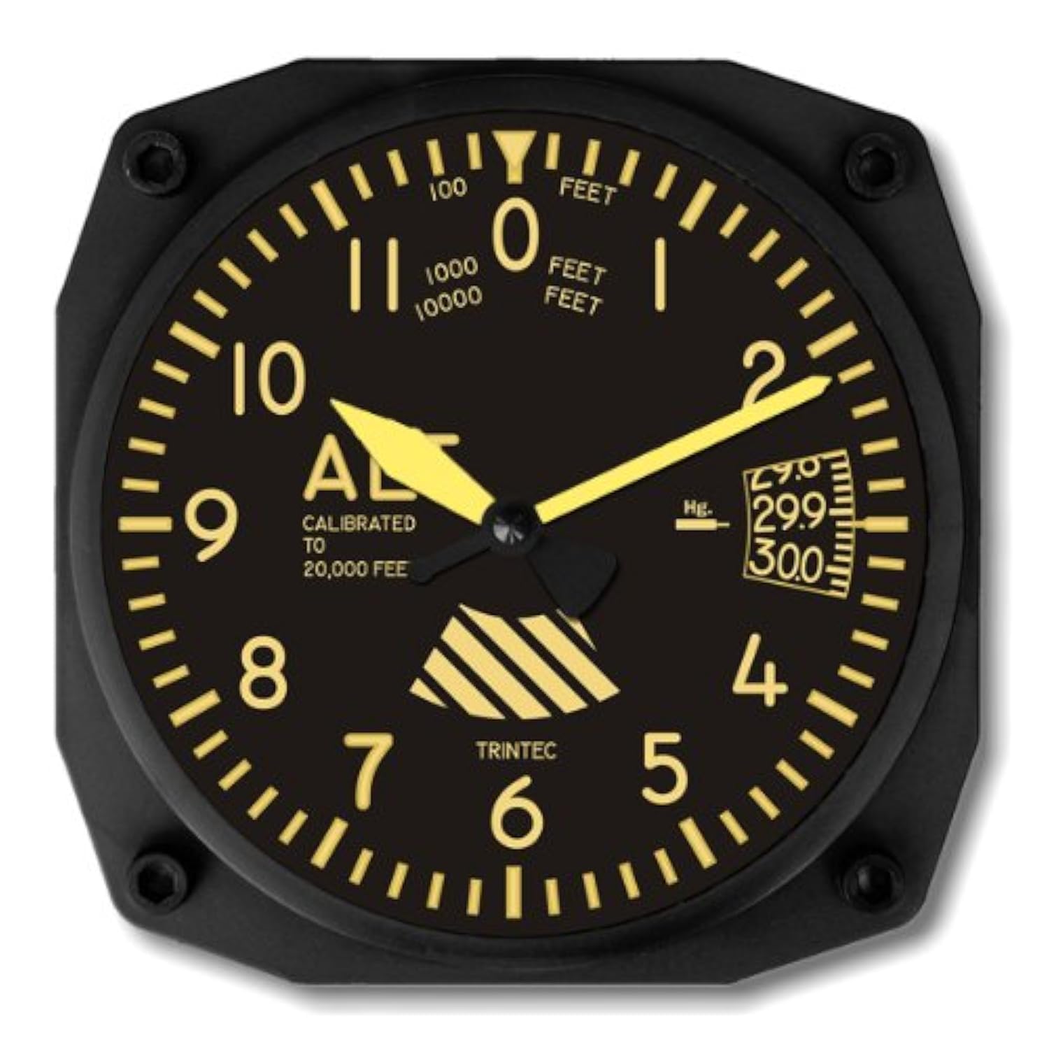 Trintec Vintage Altimeter Altitude Wall Clock 6.5 Square 9060V