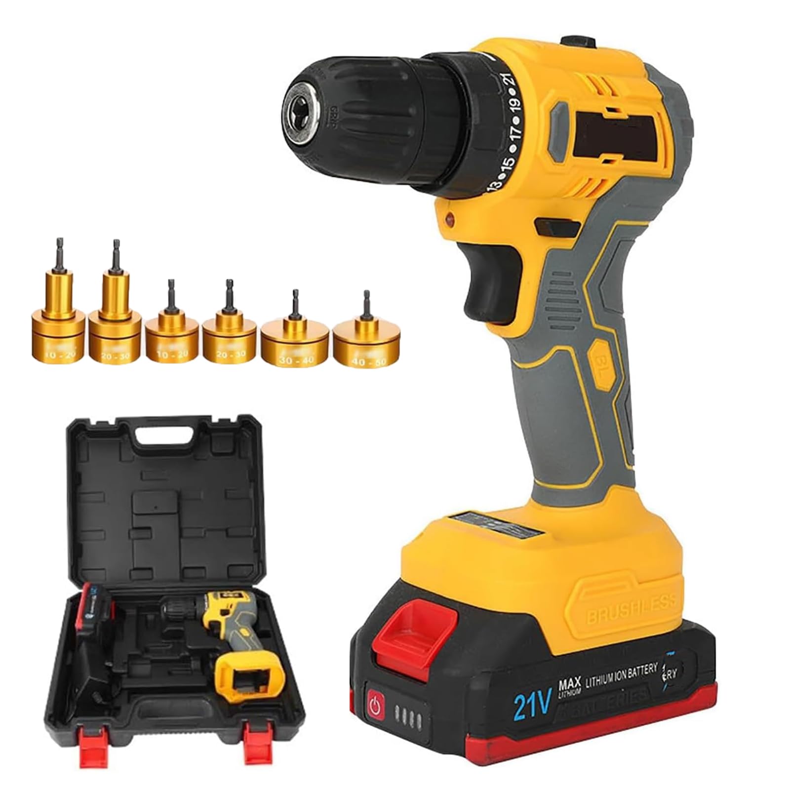 BOOZXCV Electric Bottle Capping Machine, Handheld Screw Capper with Adjustable Speed (350-1350 RPM) and 12-Speed Torque, Includes 6 Screwing for 10-50mm Caps