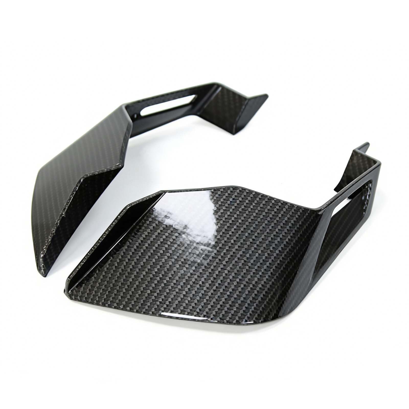 Aerodynamischer Flügel für Kymco CV3 2022-2026 Motorrad Seitenspoiler Frontverkleidung Winglets Carbon Optik Schwarz Windabweiser Sport Tuning Zubehör, Carbon Fiber Texture