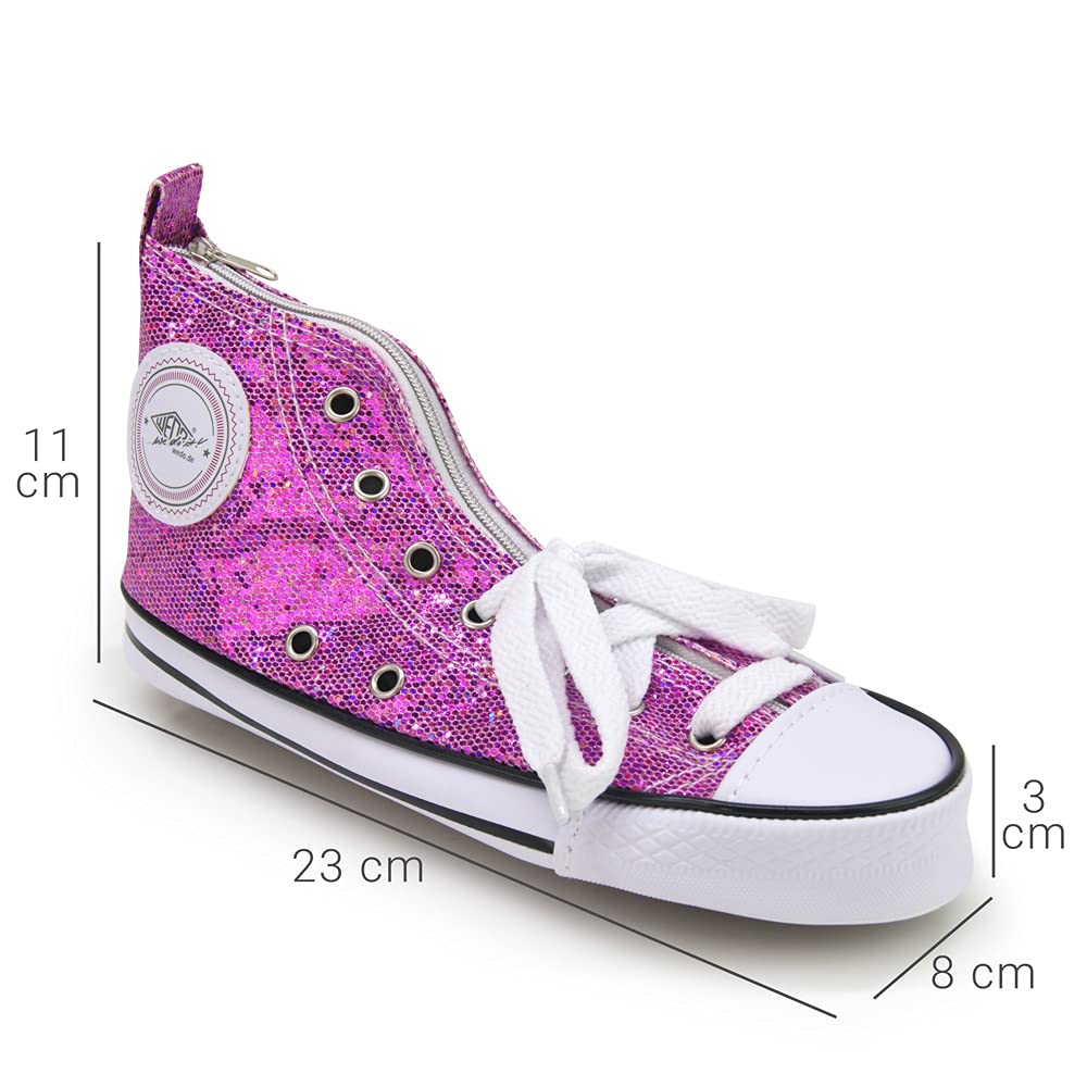 WAYTEX 931272R 23 x 8 x 11cm Pencil Case with Pink Sequins and White Shoelaces - Image 3