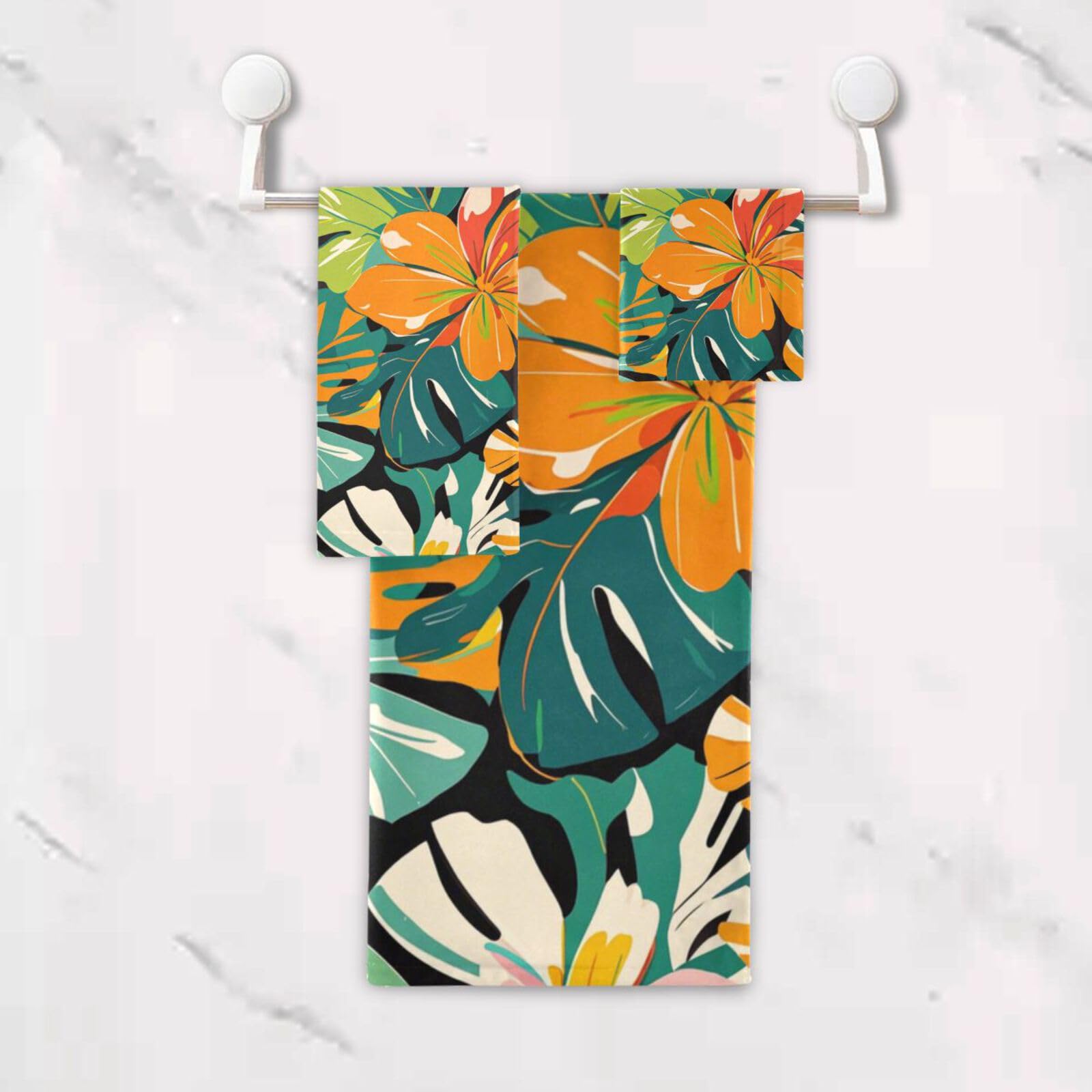 Set di 3 asciugamani colorati estivi hawaiani per la pulizia del viso, 1 asciugamano da bagno, 1 asciugamano per le mani, 1 panno per la pulizia del viso, per casa, cucina e famiglia