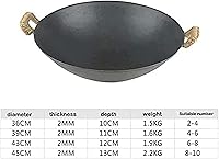 Vista 4 de PROPFE Auténtico wok chino - Sartén para freír de hierro fundido pre-sazonado con dos asas integrales 2023,45cm/17.7in