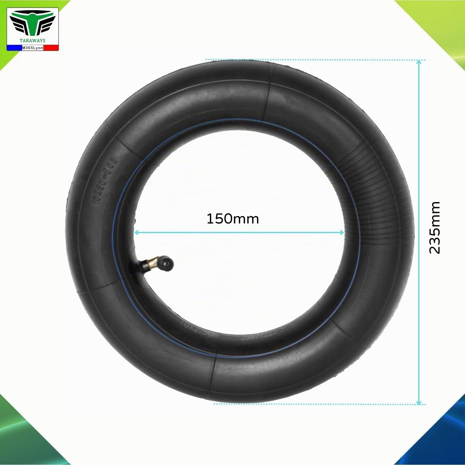 Camera d'aria 10 x 2,50 (10 x 2,5) per monopattino elettrico da 10 pollici, compatibile con pneumatici 2,55 x 80 e 65-6,5, Urbanglide E-Cross Max