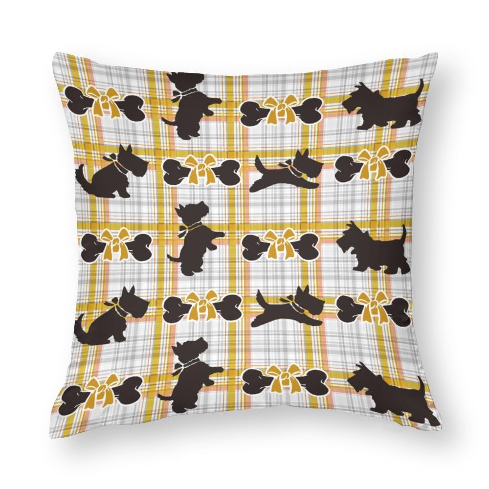 Cushion Covers 1 PCs Cute Adorable Scottie Dog Puppy Decorative Pillow Covers 12x12inches (30x30cm) Soft Polyester Square Pillow Cases Pillowcases