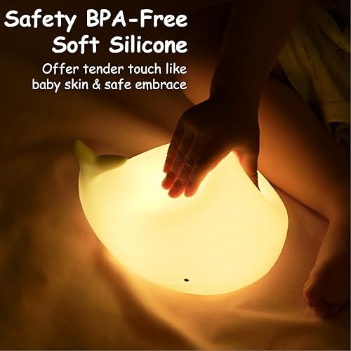 Miniatura 5 de TriPro Whale - Luz nocturna de silicona para cuarto de bebé, decoración de playa, decoración de escritorio, juguetes, decoración de dormitorio,