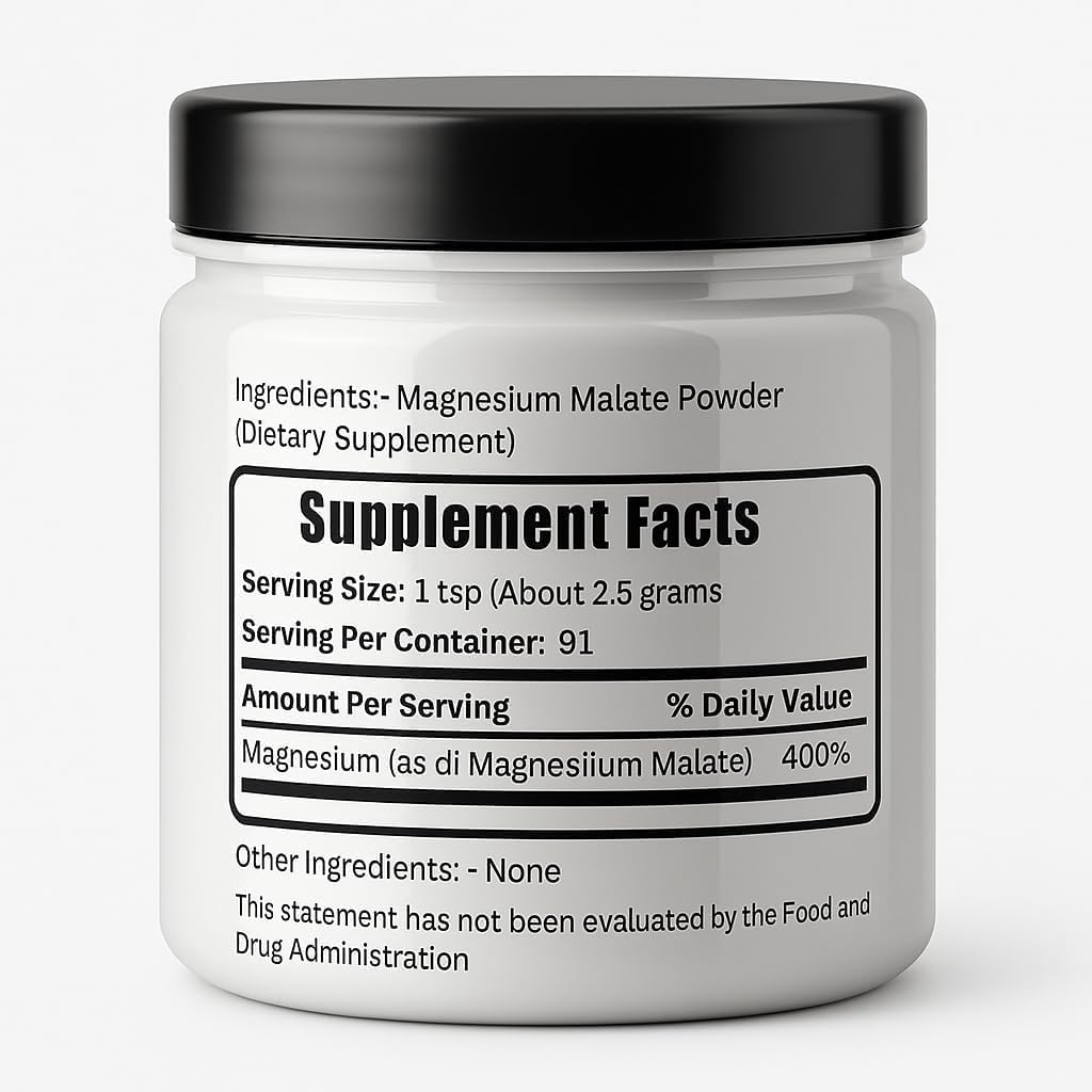 Herbs Botanica Magnesium Malate Powder Unflavored Magnesium Malate 8 oz Fine for DIY Blends, Smooth Mixing in Water, Juices, or Shakes Clean, No Fillers or Additives - Image 2