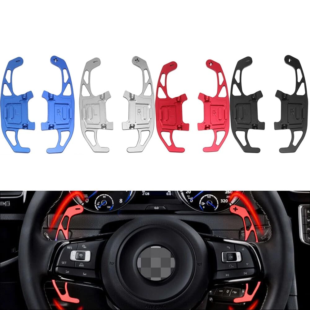 ontto Auto Lenkrad Schaltwippen Verlängerung Schaltpaddel Passt für VW Golf 7 GTI R GTD GTE MK7 Polo GTI Scirocco Tiguan Rline Passat T-ROC Metall Shift Paddle Shifter Erweiterung Innendekoration-Rot