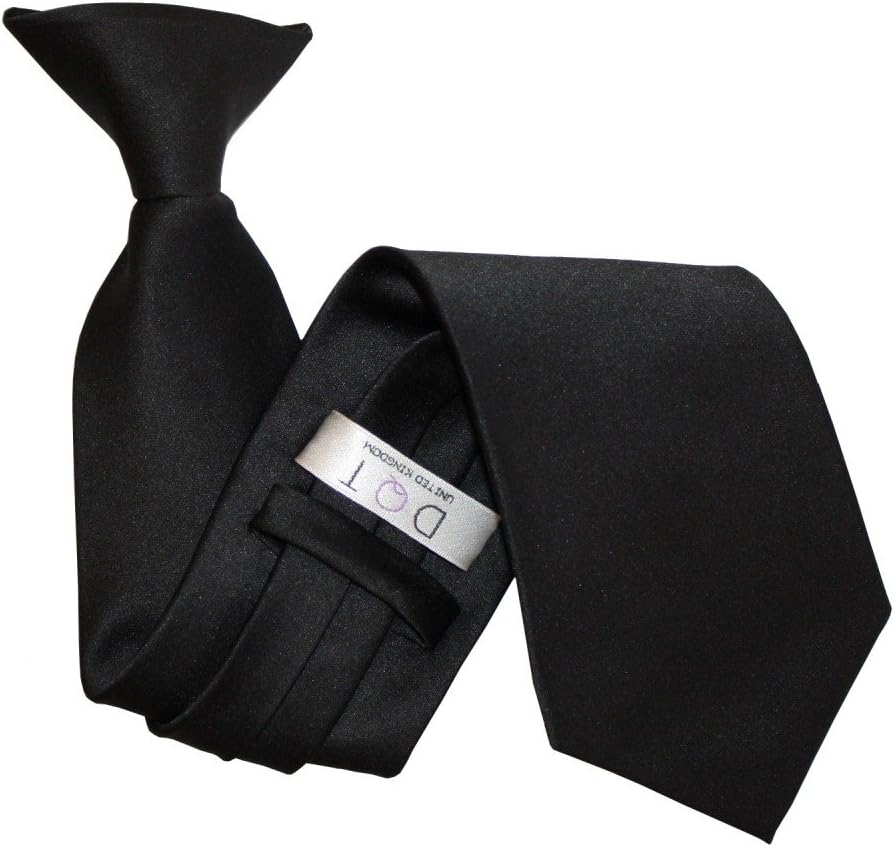 Mens Plain Satin Clip-On Tie – Pre-Tied Necktie for Wedding, Business, Uniform, Security & Formal