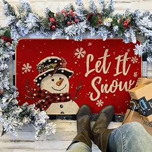 Snowman Let it Snow Christmas Doormat,Snowflakes Winte Xmas Decorative Doot Mat Non-Slip Low-Profile Indoor Outdoor Welcome Mat Washable Winter Holiday Doormat 17" x 29" Snowman Let it Snow Christmas DoormatSnowflakes Winte Xmas Decorative Doot Mat Non Slip Low Profile Indoor Outdoor Welcome Mat Washable Winter Holiday Doormat 17 x 29