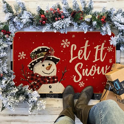 Snowman-Let-it-Snow-Christmas-DoormatSnowflakes-Winte-Xmas-Decorative-Doot-Mat-Non-Slip-Low-Profile-Indoor-Outdoor-Welcome-Mat-Washable-Winter-Holiday-Doormat-17-x-29 Snowman Let it Snow Christmas DoormatSnowflakes Winte Xmas Decorative Doot Mat Non Slip Low Profile Indoor Outdoor Welcome Mat Washable Winter Holiday Doormat 17 x 29
