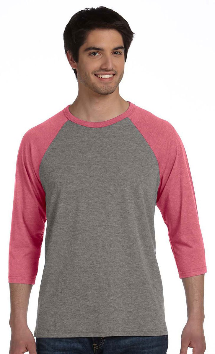 Unisex Three-Quarter Sleeve Baseball Tee - Black Marble/ Black