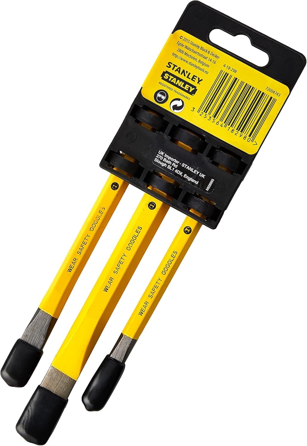 Stanley 4-18-298 Cold Chisel Set, 3 Pieces, Yellow/Black