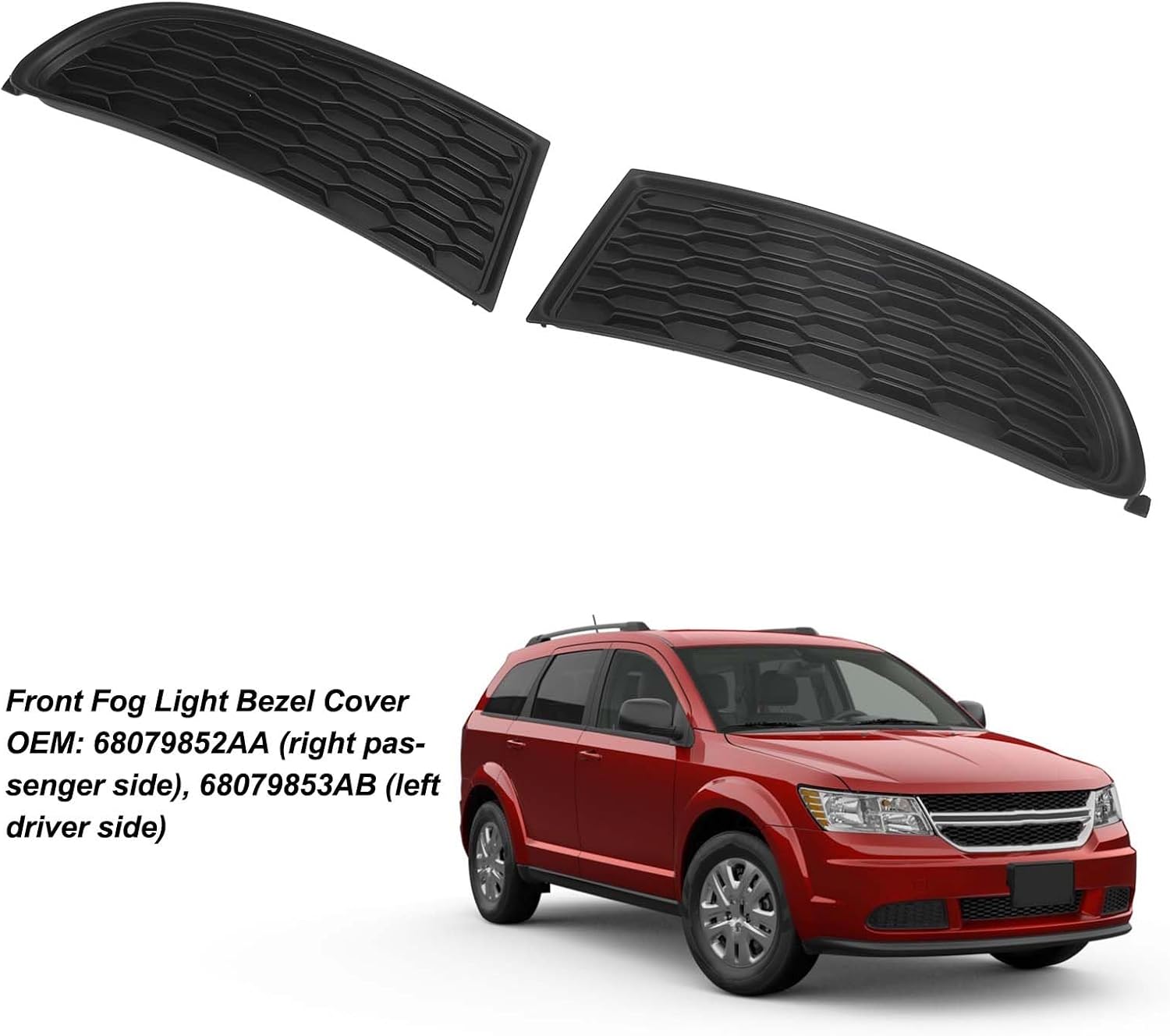 1 Pair Front Fog Light Bezel Cover, OEM: 68079852AA, 68079853AB Shockproof Fog Lamp Trim Grille for Journey 2011 to 2020