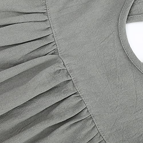 Goodplayer Toddler Baby Girl Dress Summer Cotton Linen Ruffle Halter Sleeveless Kids Casual Beach Party Dresses 1-6 Years (Grey Green,4_Years) #TOP4