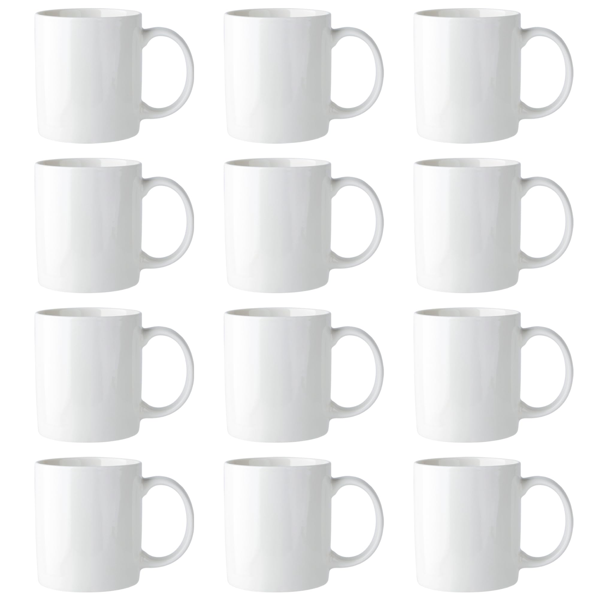 AmorArc12oz Off White Coffee Mugs, Ceramic Coffee Mugs with Large Handle for Man, Woman, Light Weight Coffee Mugs Set for Latte/Cappuccino/Cocoa/Milk, Dishwasher & Microwave Safe, 12Pcs