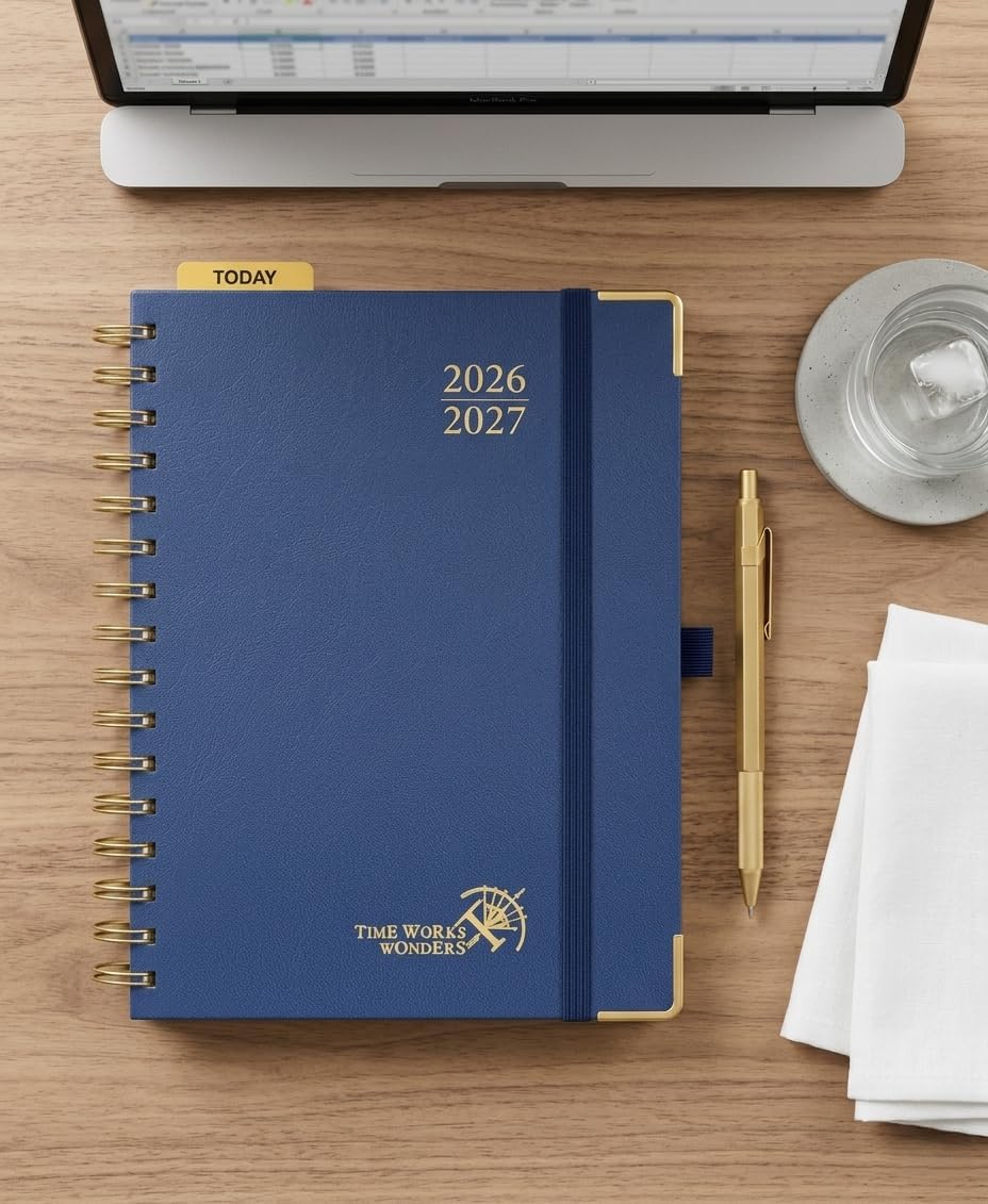 POPRUN 2026-2027 Academic Year Weekly and Monthly Planner Calendar,Jul 2026 - Jun 2027，6.25" x 8.5",Daily Agenda Book & Appointment Book with Hourly Schedule, Tabs, Hardcover, School and Office Supplies - Light Yellow