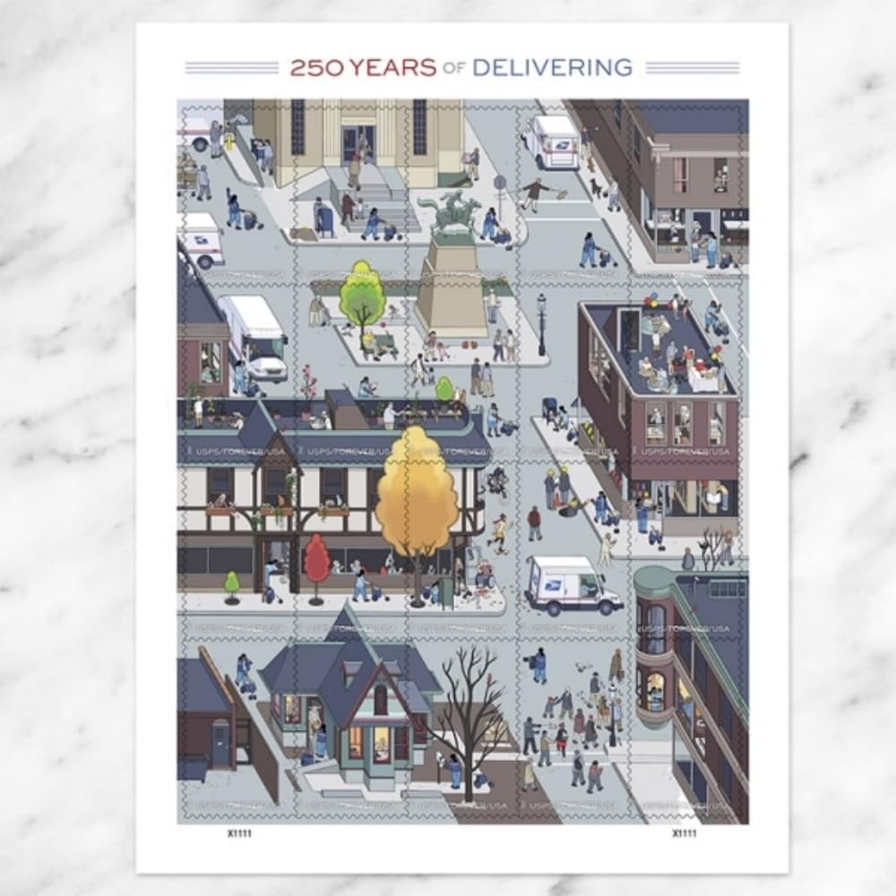 250 Years of Delivering 2025 (Sheet of 20) American Postal Anniversary Commemorative First-Class Mail Forever Postage Stamps