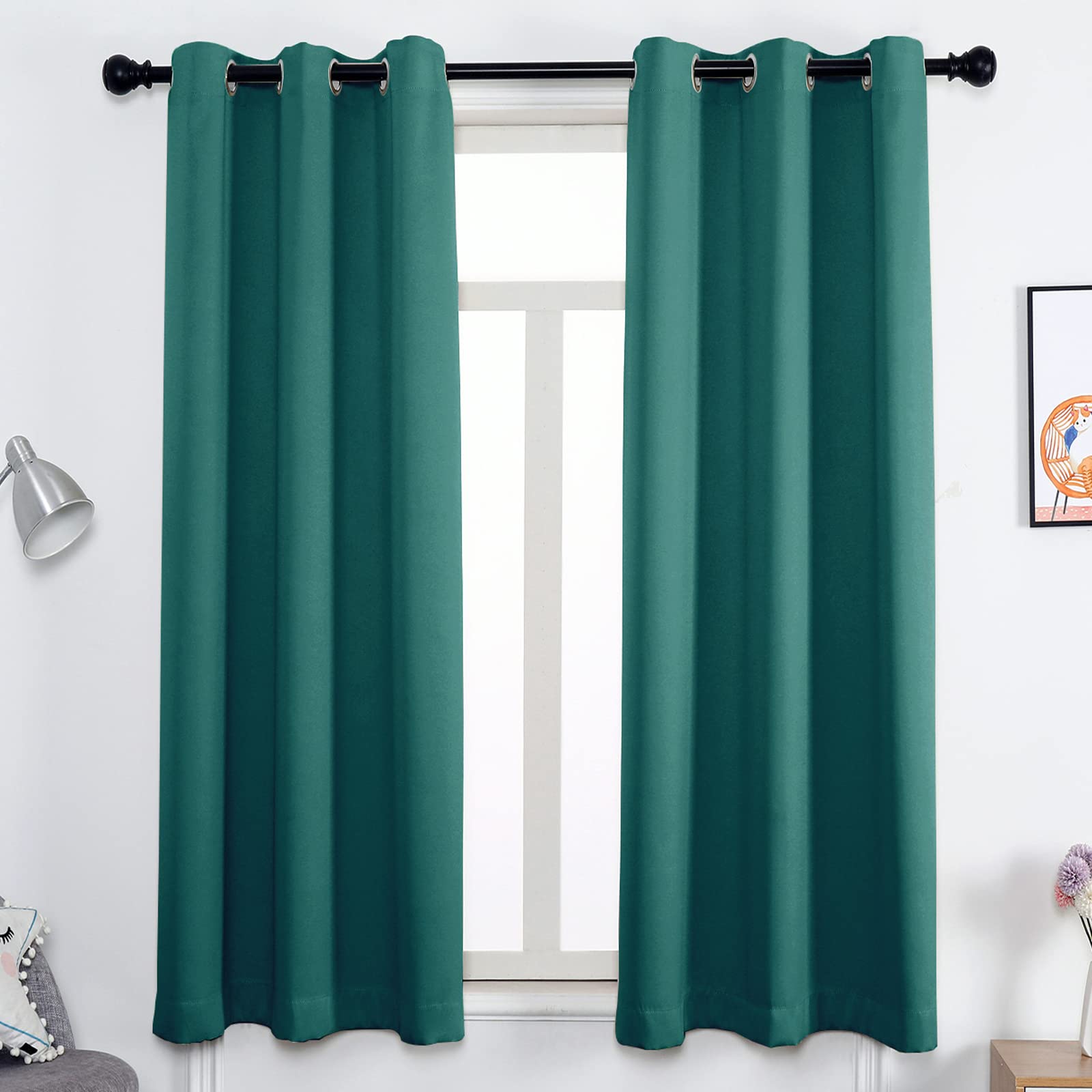 GZQIAWY Eyelet Curtain,Opaque 75%-95% Blackout Thermal Curtain,Cold and Heat Insulation Decorative Curtain Heat Protection Curtain Winter Summer (Width x Height) W196.8 x H98.42in lake blue 1PCS