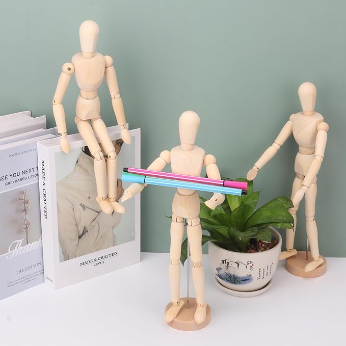 Kukmakri 5 Pack Figura de Madera Articulada 12 Pulgadas para Artistas miniatura 4