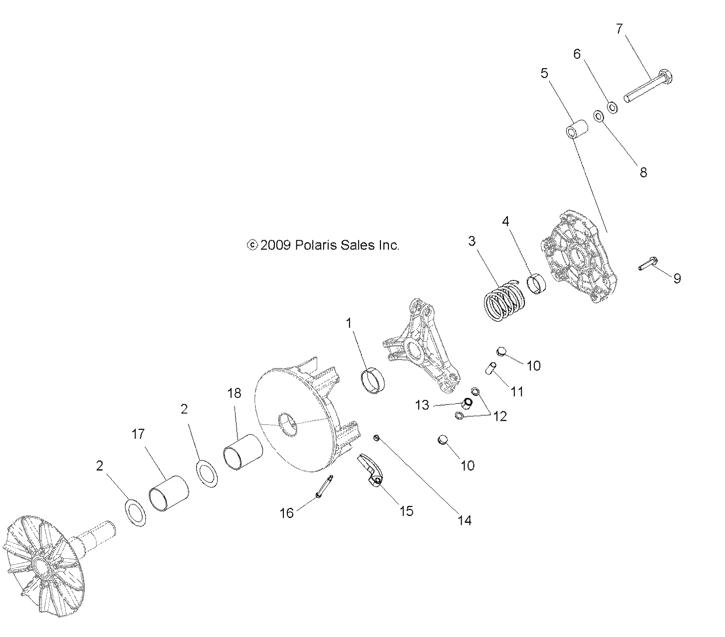 Polaris RZR Non-Breaking Bearing Assembly, Genuine OEM Part 1521185, Qty 1