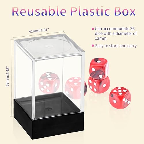 Miniatura 10 de Juego de dados de 36 piezas de 0.472 pulgadas y 6 caras, juego de dados D6 de dos colores, juego estándar de 6 caras para juegos de mesa, juegos de