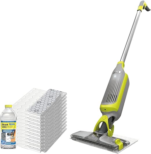 SHARK VM200P12 VACMOP Vacuum Mop Bundle with 12 Disposable VACMOP Pads & 12 oz. Cleaning Solution, Charcoal Gray (Renewed) (VM200)
