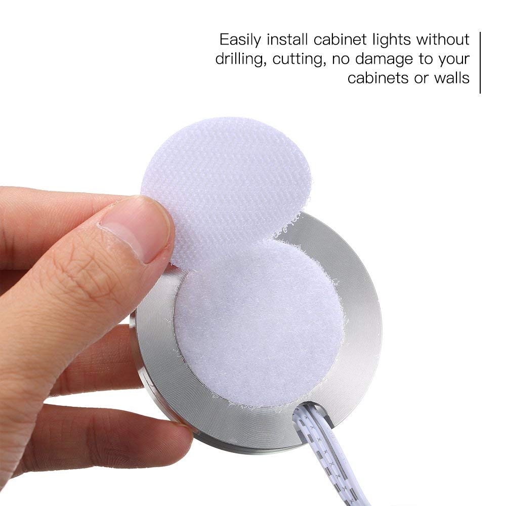 Lixada 4PCS Slim Round Shape RGB LED in Armadio Luce Kit SMD5050 Puck Lampada con Telecomando per Cucina Soggiorno