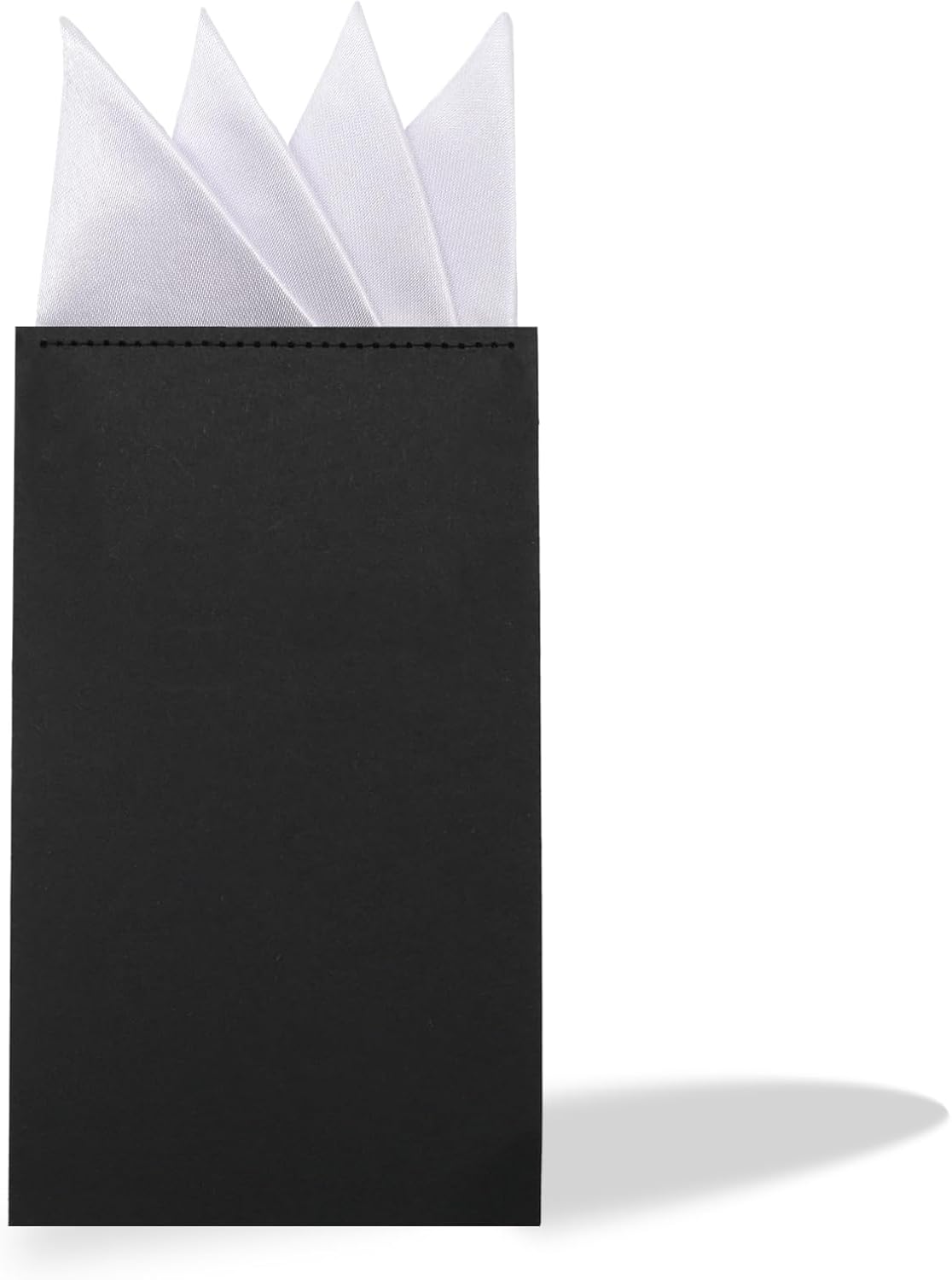 Prefolded Pocket Squares for Men, White Mens Handkerchiefs on Card Wedding Handkerchief for Party Business Church