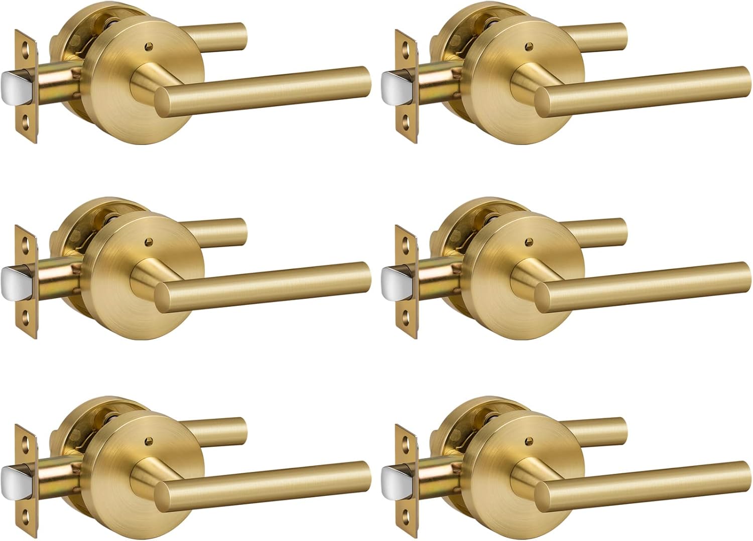 goldenwarm Gold Interior Door Handles, Brushed Brass Privacy Lever Door