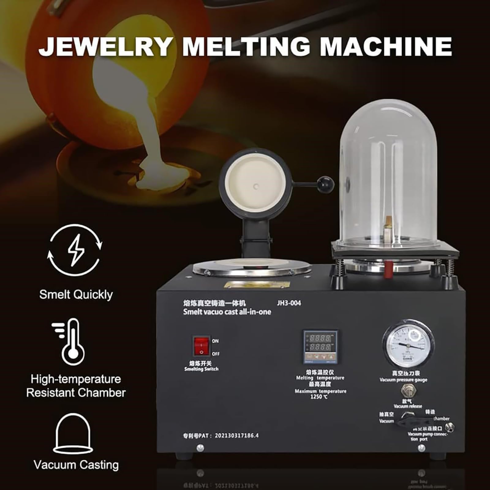 Machine de coulée 3 en 1, équipement de Fusion et de Vide, Machine de coulée sous Vide, Machine d'investissement de coulée sous Vide de 2 L, Affichage numérique jusqu'à 2 100 °F