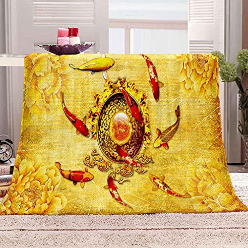 Couverture flanelle poisson doré 150x200 microfibre de luxe