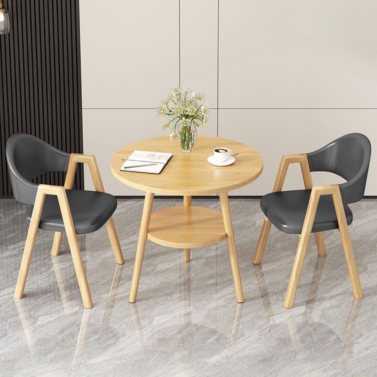 Office Reception Desk and Chair Set, Small Dining Table with Chairs, Business Coffee Leisure Table and Chair Set for Lounge, Living Room, Kitchen, Cafe, Small Spaces