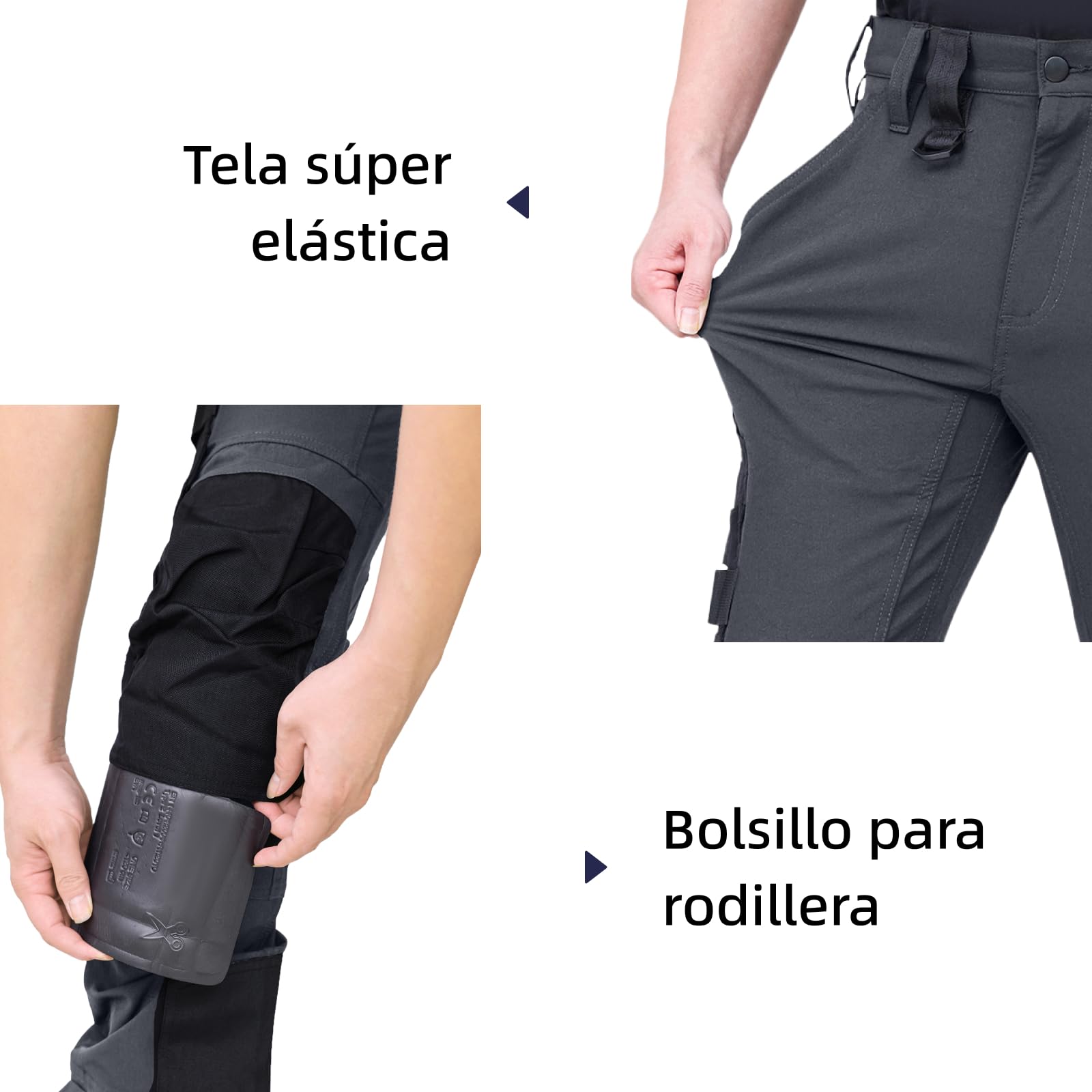 WORK IDEA Peto de trabajo para hombre con buena elasticidad, muchos bolsillos y uso parcial de tejido Cordura para una mayor resistencia a la abrasión, adecuado para diferentes entornos de trabajo.