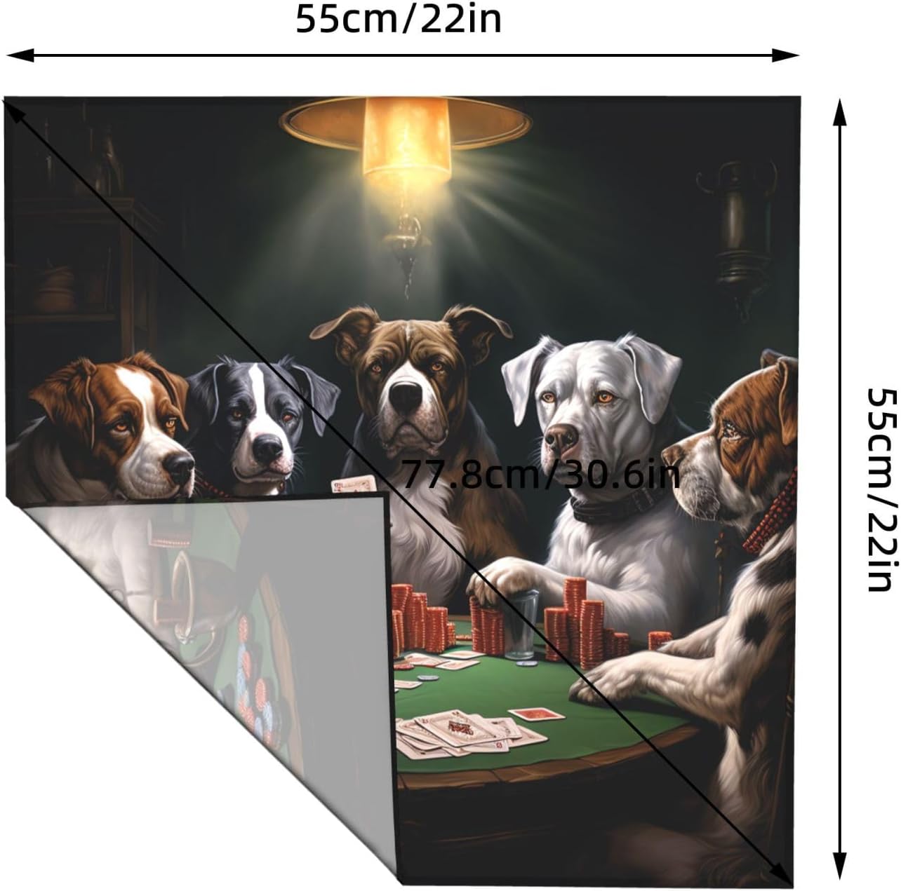 Cooling Bandanas for Men Women Square Hair Scarf 22" x 22" Novelty Headband Playing Poker Dogs Neckerchief