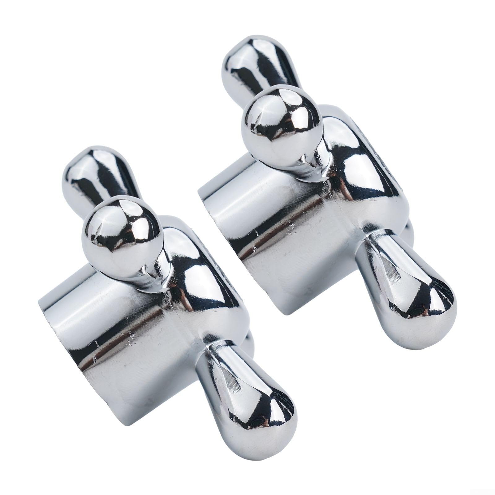 2pcs Silver Alloy Faucet Knob Handles, 8mm 20 Teeth Tap Replacement Kitchen Bathroom Bathtub Shower Valves,