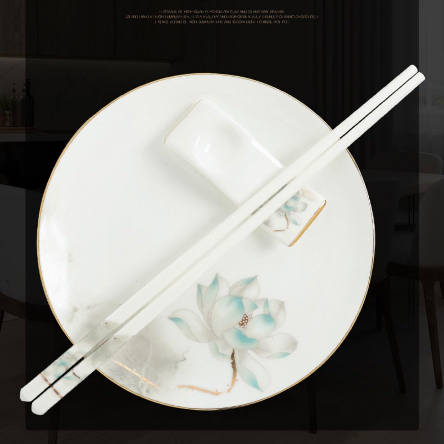 Baguettes pour débutants, Baguettes en métal, Baguettes en céramique antidérapantes, 10 Paires de Baguettes de Style Chinois, Coffret Cadeau(A 26,7 cm)