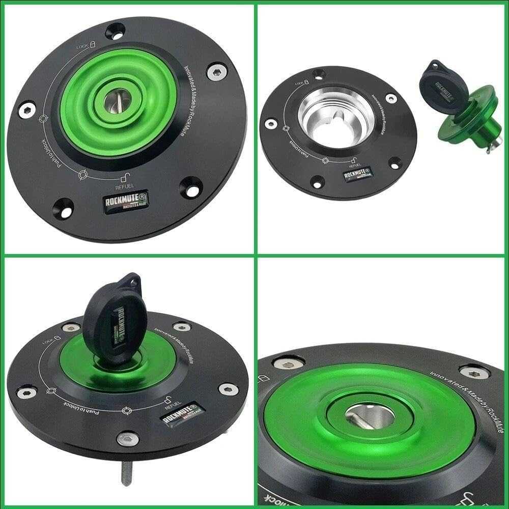 Z900RS用の別注品／削り出しビレットタンクキャップGREEN(キー