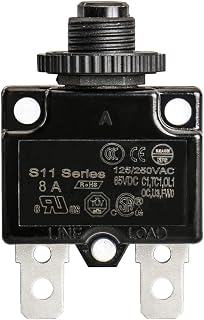 8A Manual Reset Circuit Breaker, 125/250VAC 65VDC Thermal Overload Protector, S11 Series, UL CSA TUV CE Listed