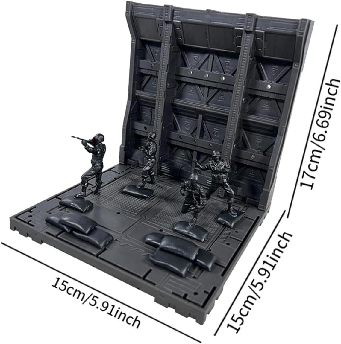 Colaxi Garage Battle Base Scene Action Figure Display Model Accessory Storage Show Diorama Base for Figures Robots 15x15x17cm, Style D