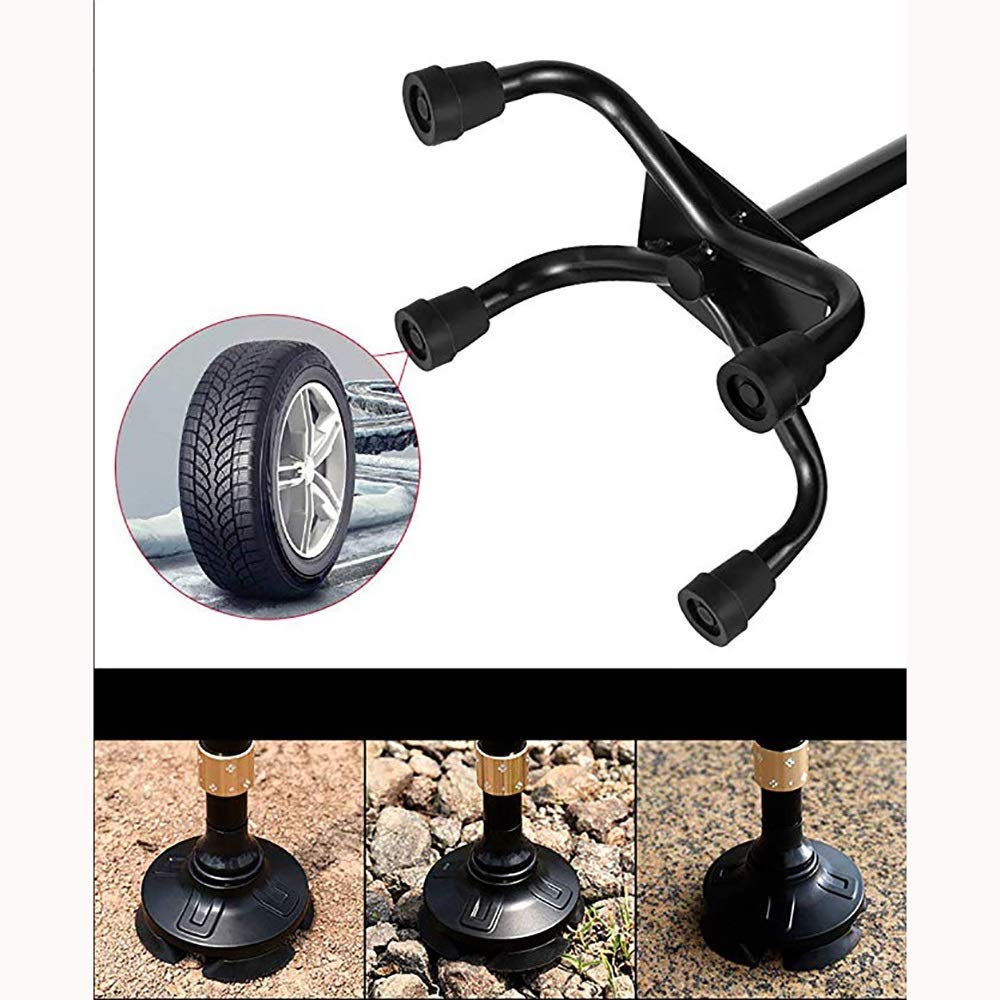 Bastón cuádruple, bastones para caminar con luces LED Altura ajustable Bastón multifunción de cuatro patas Muleta telescópica antideslizante resistente al desgaste Mango ergonómico Apto para ancianos