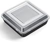 P&P CHEF Square Baking Pan with Lid, Nonstick Stainless Steel Square Cake Pan and Plastic Lid, Black Bakeware Tin for Lasagna Brownies, Sturdy & Easy Clean, (8 Inch, 2Pcs)