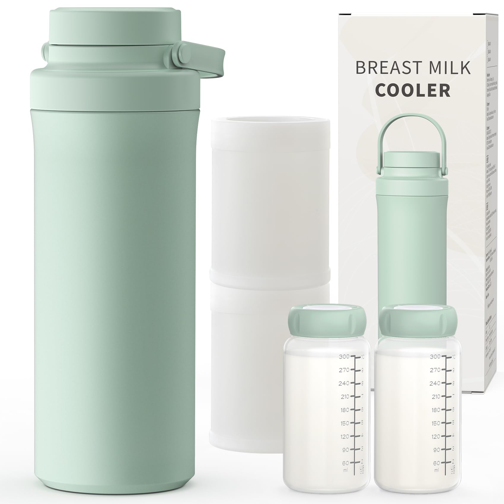 Enfriador de leche materna portátil Xaproo de 22 oz, enfriador de leche materna con enfriamiento total de 360 ​​grados durante 24 horas, con 2 biberones, elementos esenciales para la lactancia materna para bebés, sin BPA.